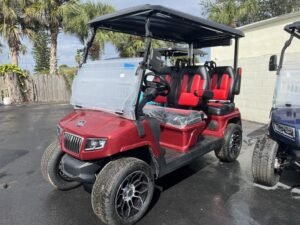 2025 Evolution D5 Ranger 4 Flamenco Red | Forward-Facing 4-Seater Cart